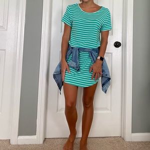 Mint green and white stripped dress